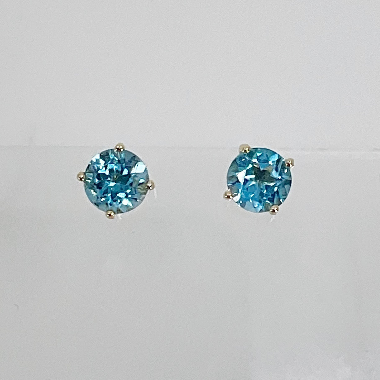 Gold Vermeil Sterling silver blue topaz stud earrings