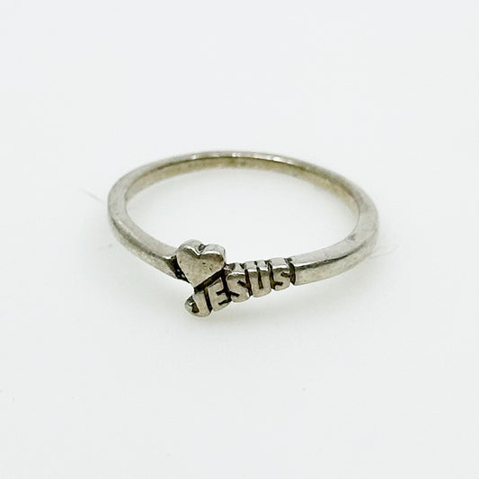 Sterling silver love Jesus ring