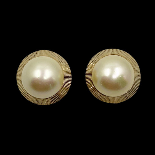 Gold Vermeil Majorica Mabe pearl Earrings