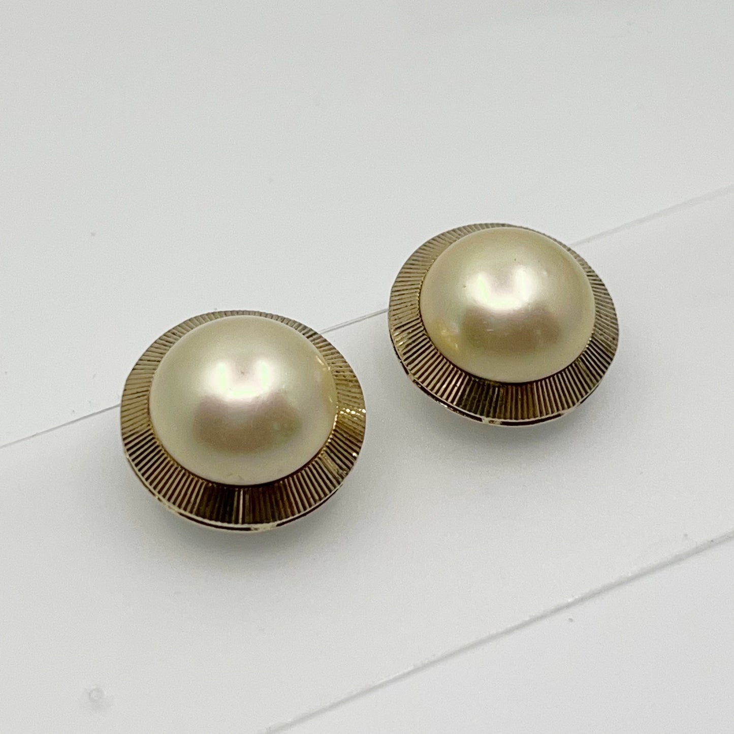 Gold Vermeil Majorica Mabe pearl Earrings