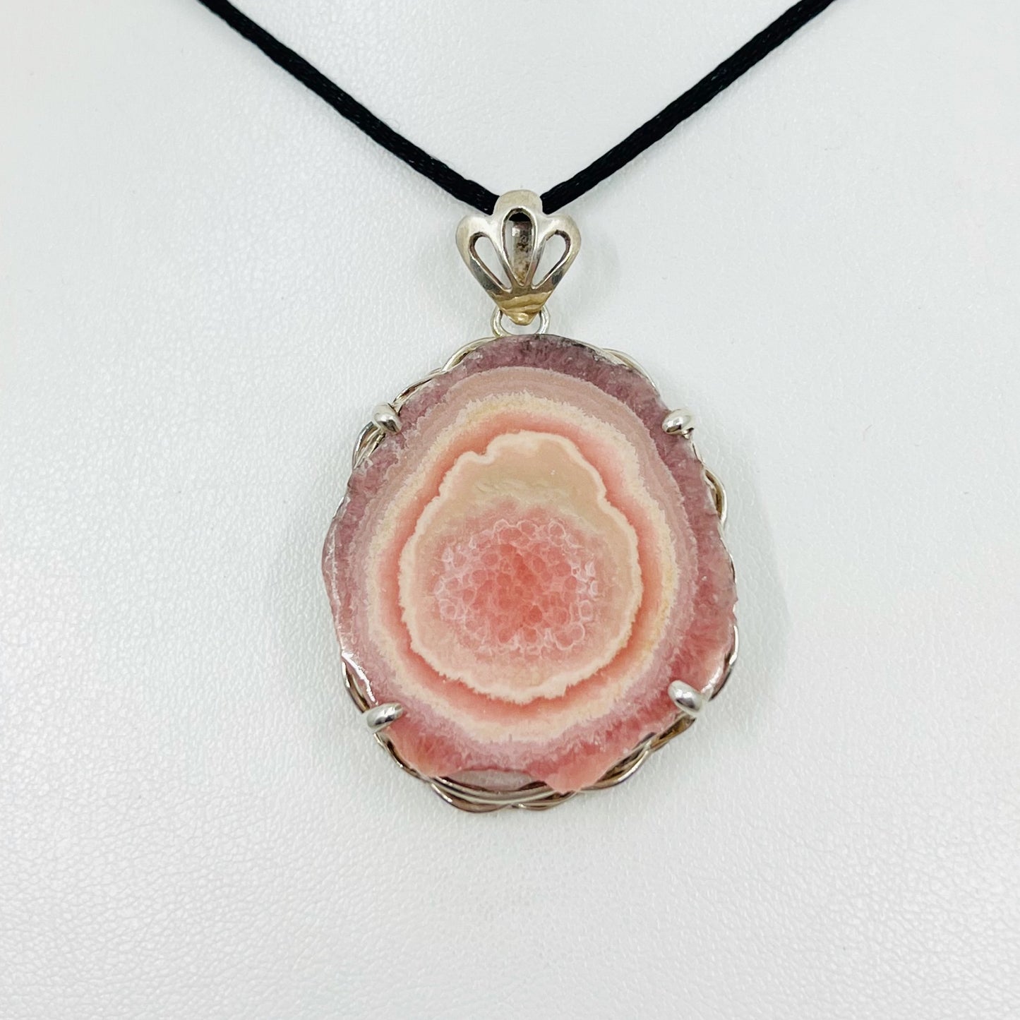 sterling silver rhodochrosite pendant