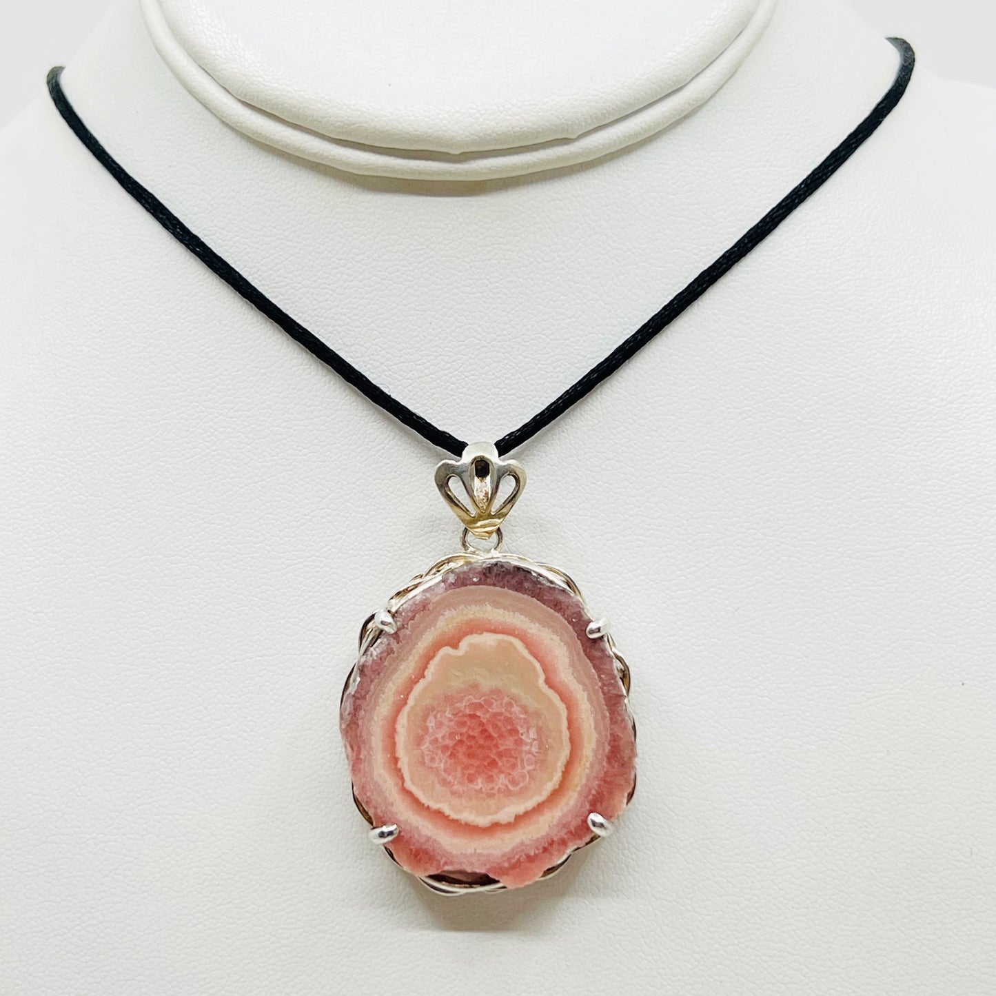 sterling silver rhodochrosite pendant