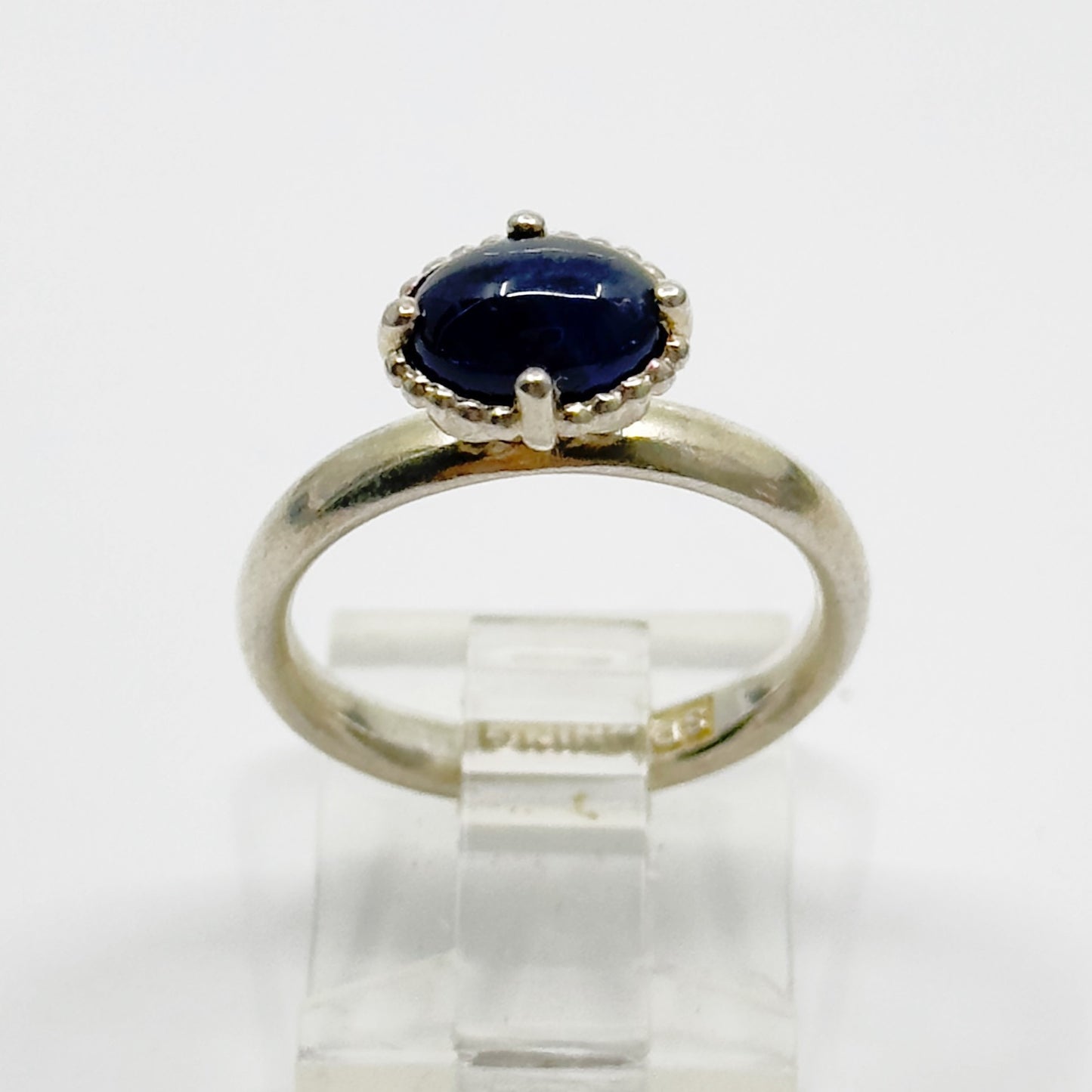 Sterling silver  sapphire cabochon September  ring