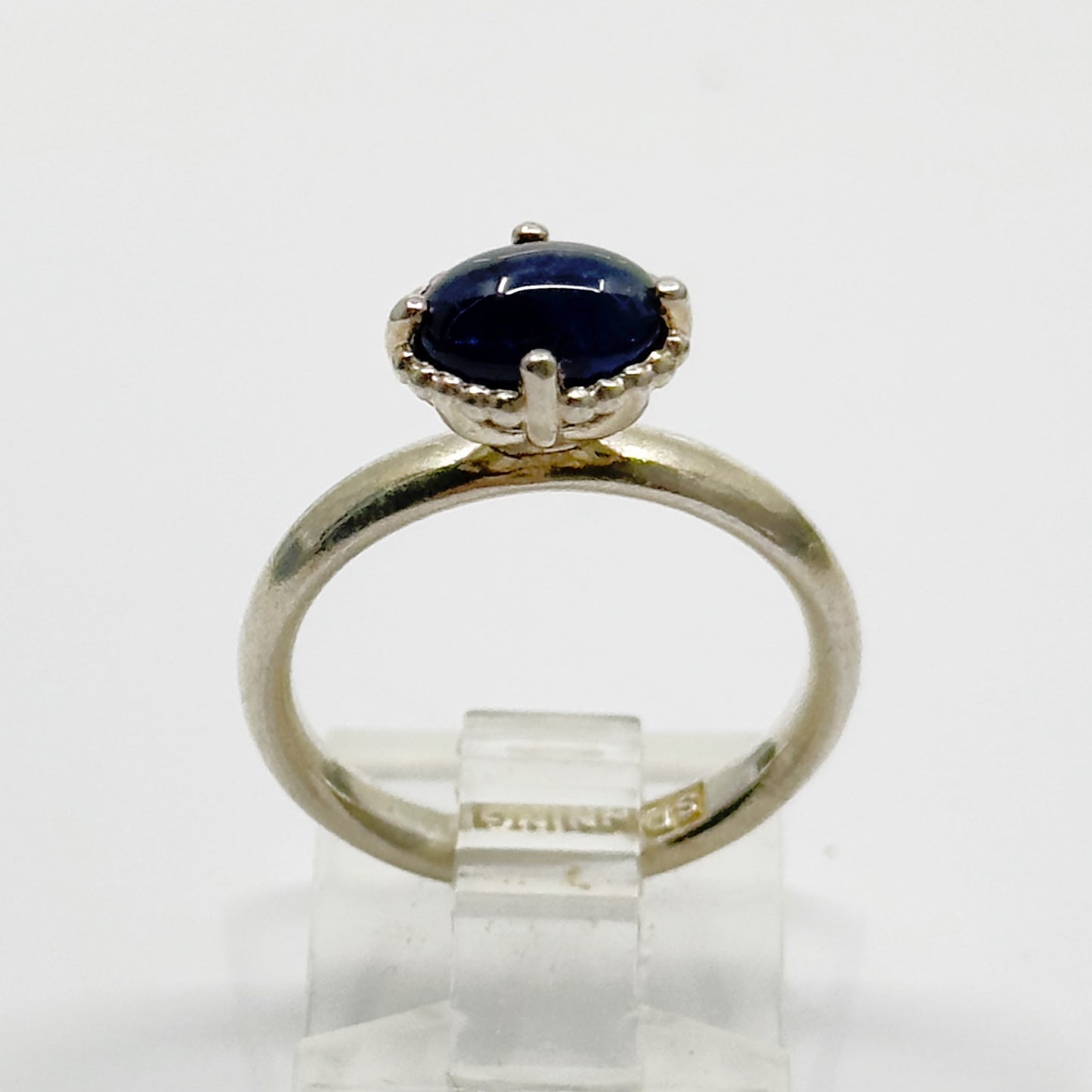 Sterling silver  sapphire cabochon September  ring