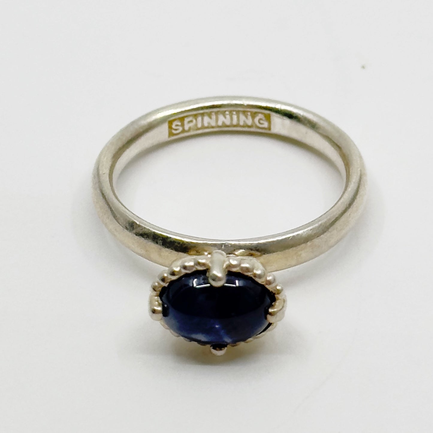 Sterling silver  sapphire cabochon September  ring