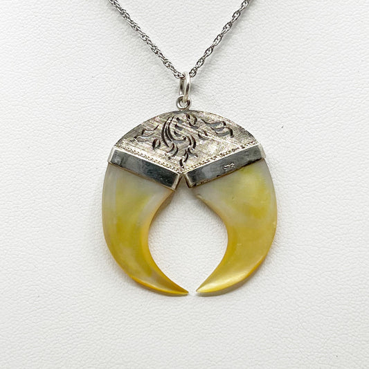 sterling silver double mother pearl fang