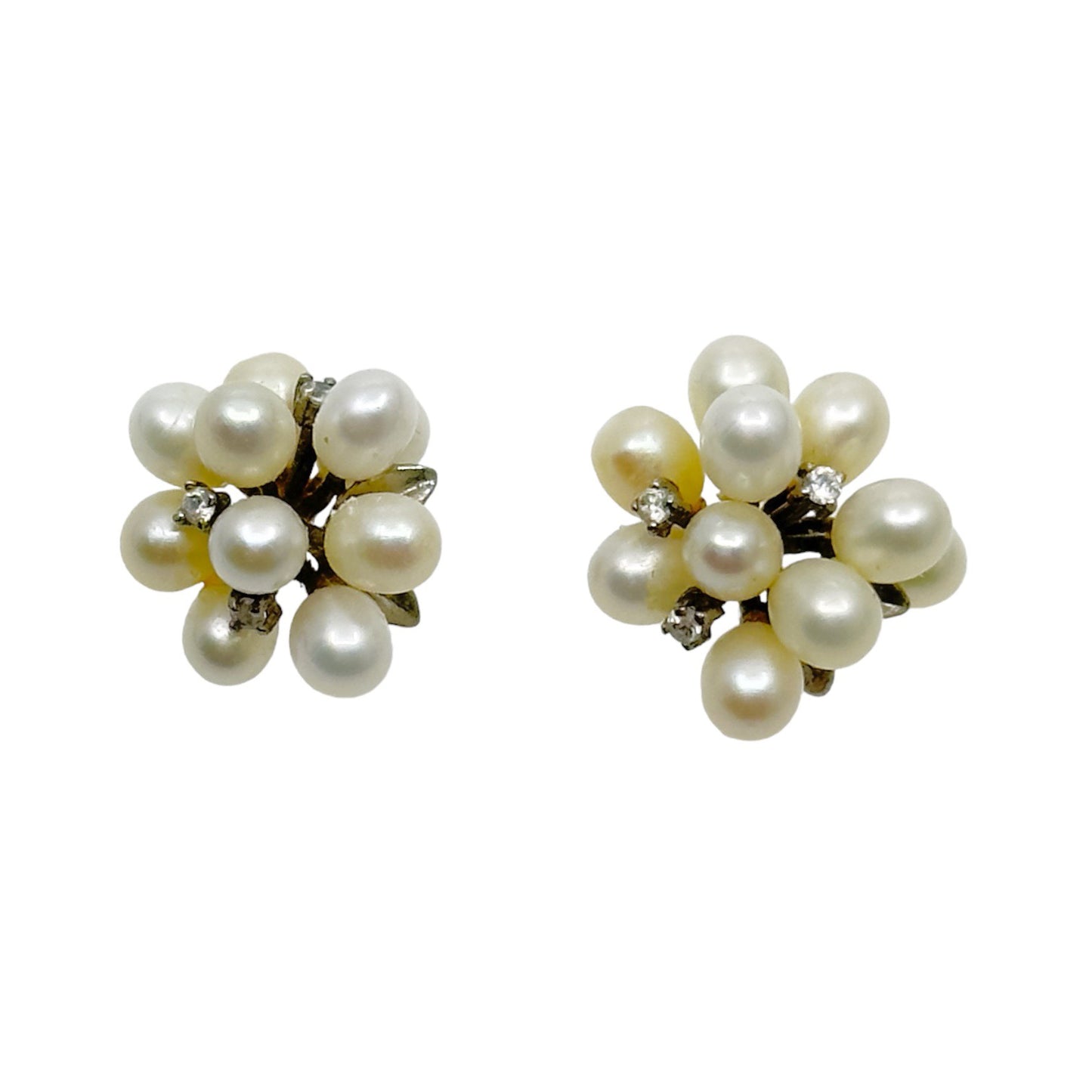 Sterling silver Freshwater  Pearl & Cubic Zirconia stud earrings