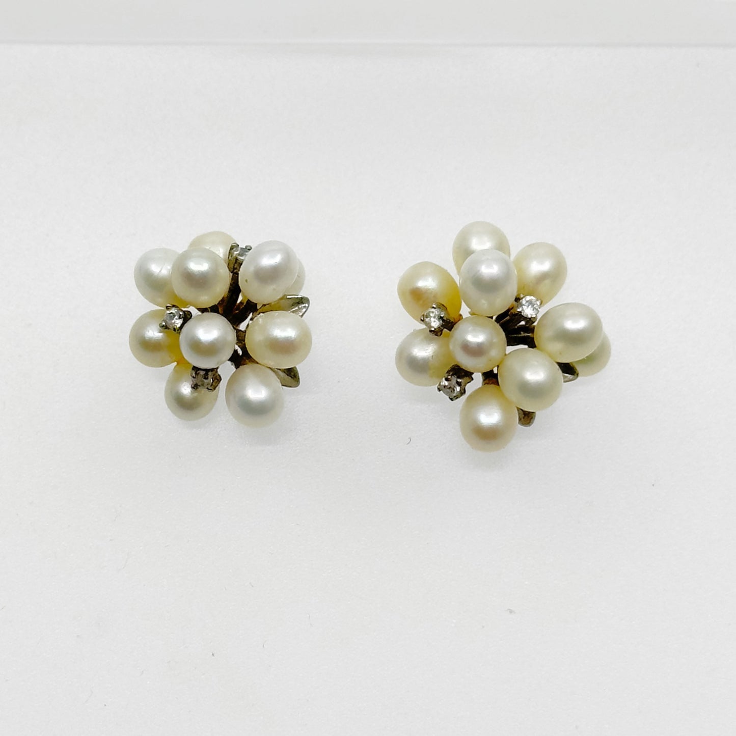 Sterling silver Freshwater  Pearl & Cubic Zirconia stud earrings