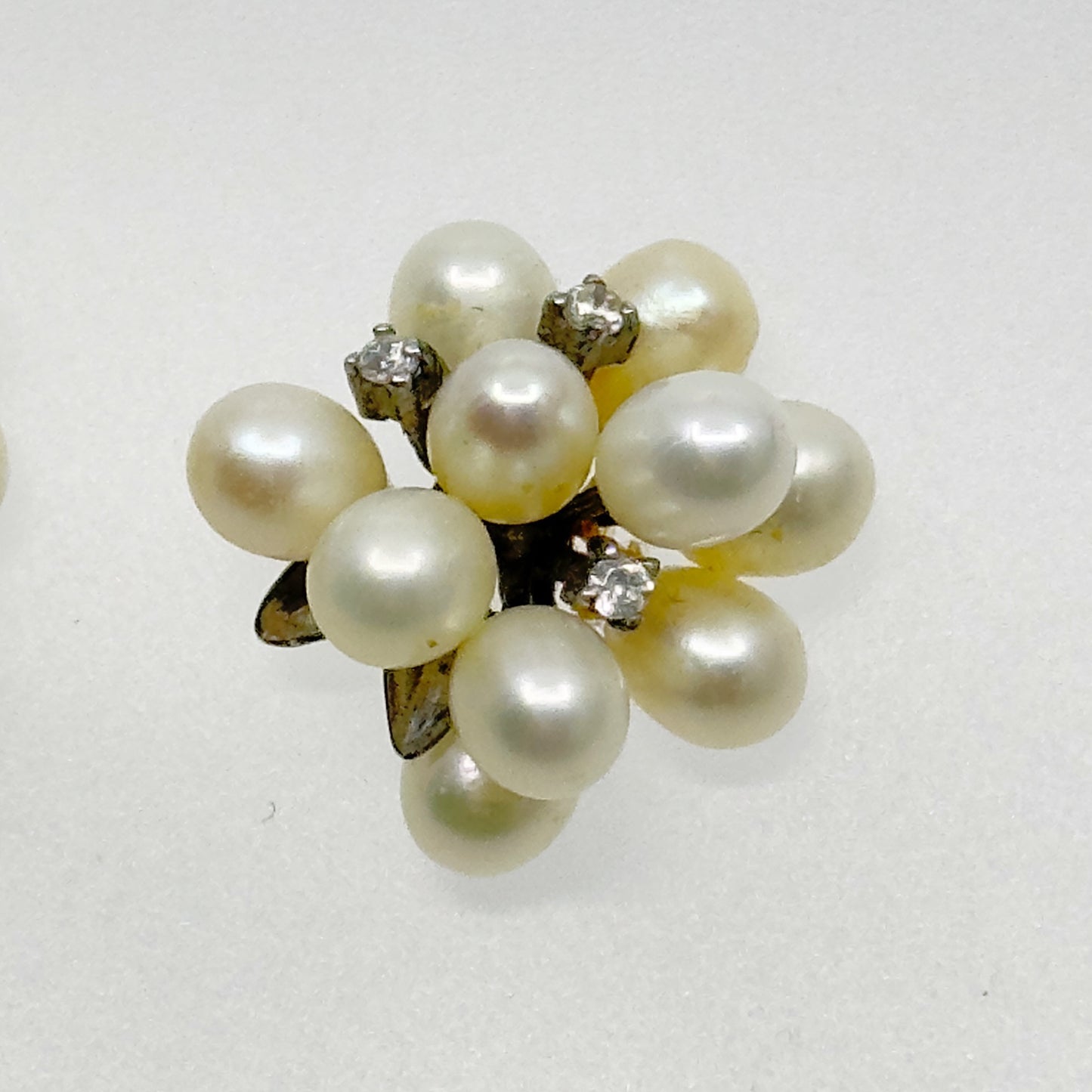 Sterling silver Freshwater  Pearl & Cubic Zirconia stud earrings