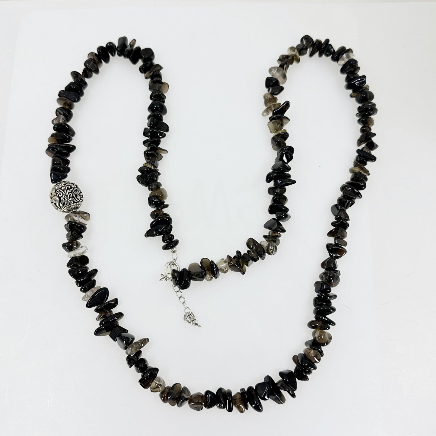 Barse Sterling silver smoky quartz bead necklace