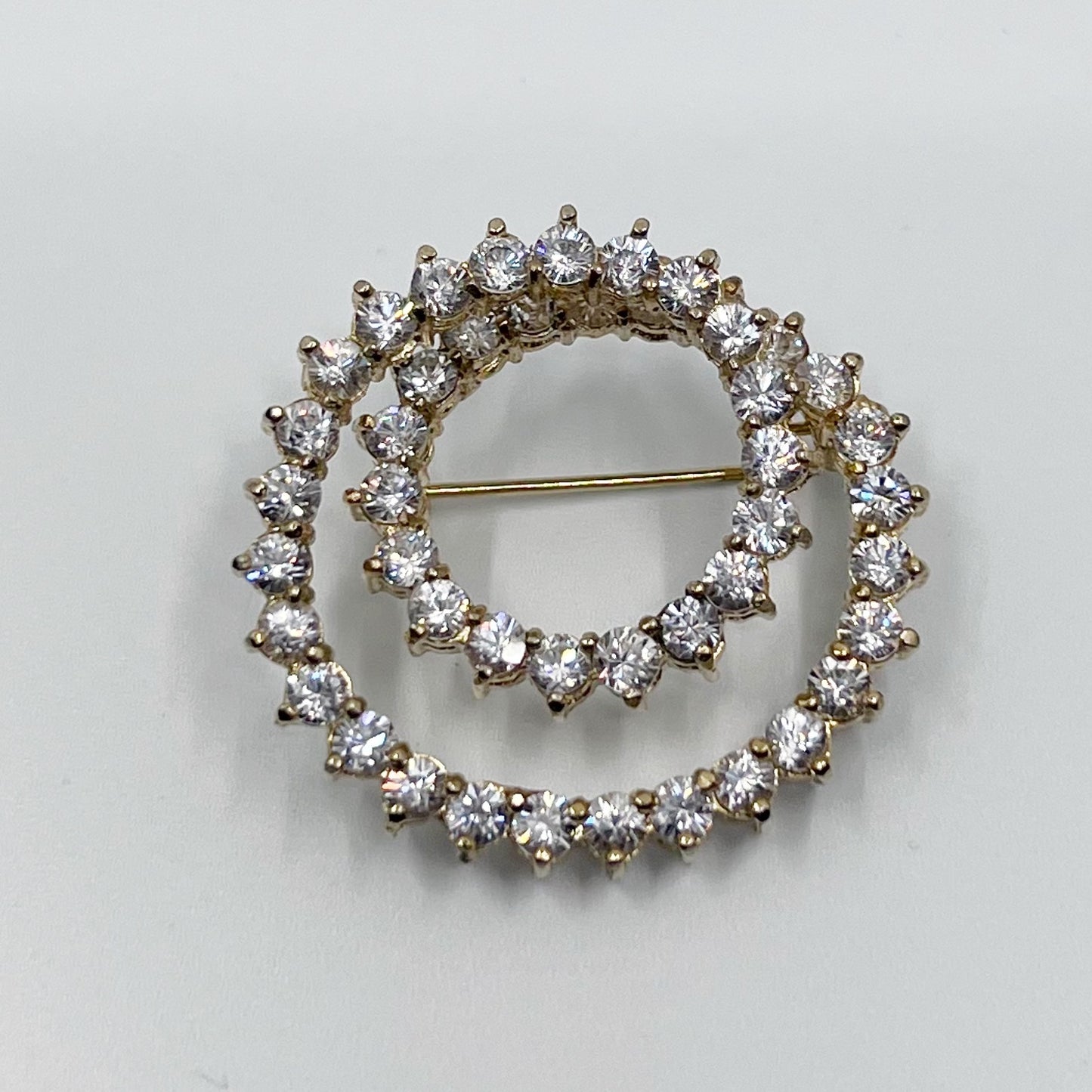 Gold vermeil sterling silver cubic zirconia brooch