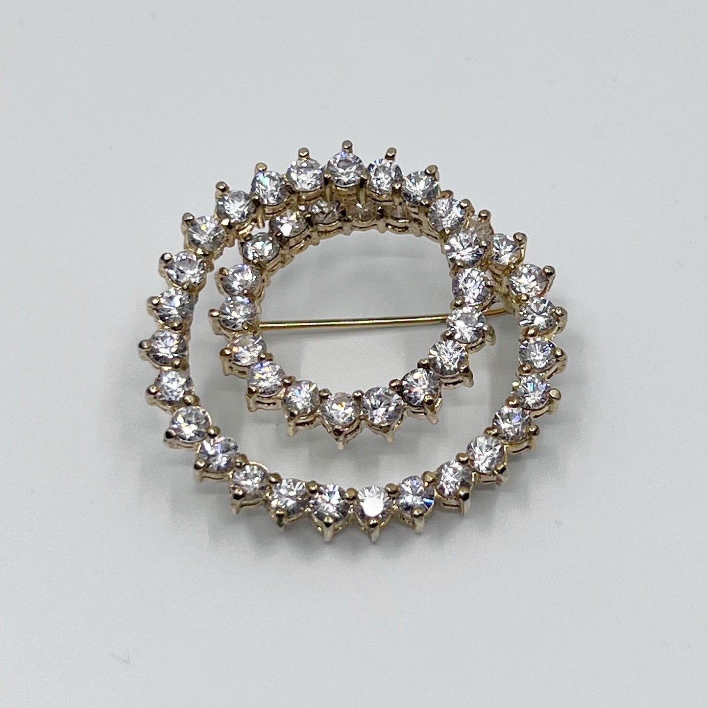 Gold vermeil sterling silver cubic zirconia brooch