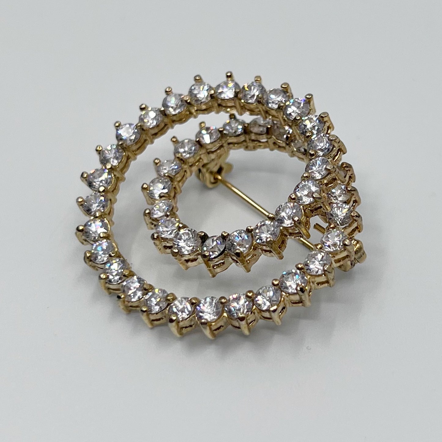 Gold vermeil sterling silver cubic zirconia brooch