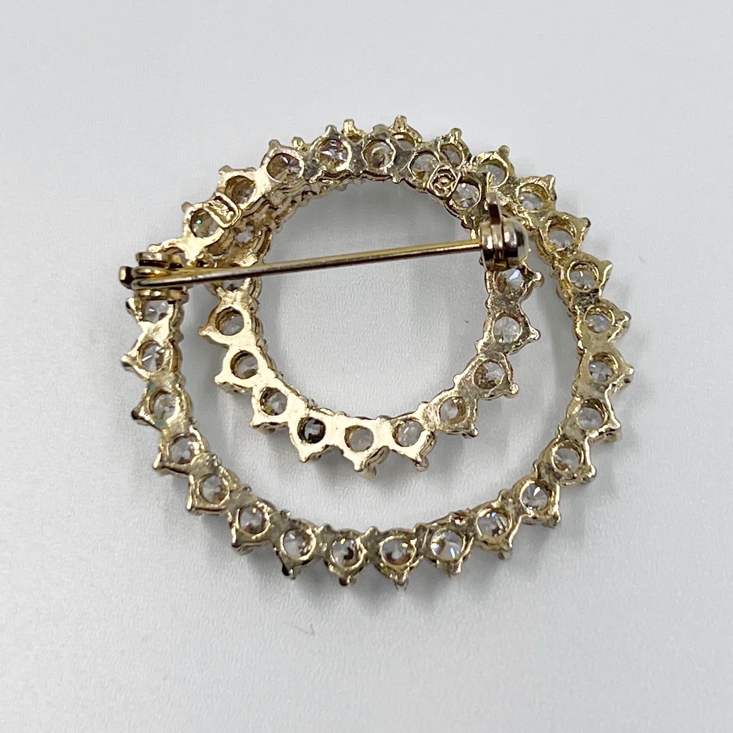 Gold vermeil sterling silver cubic zirconia brooch