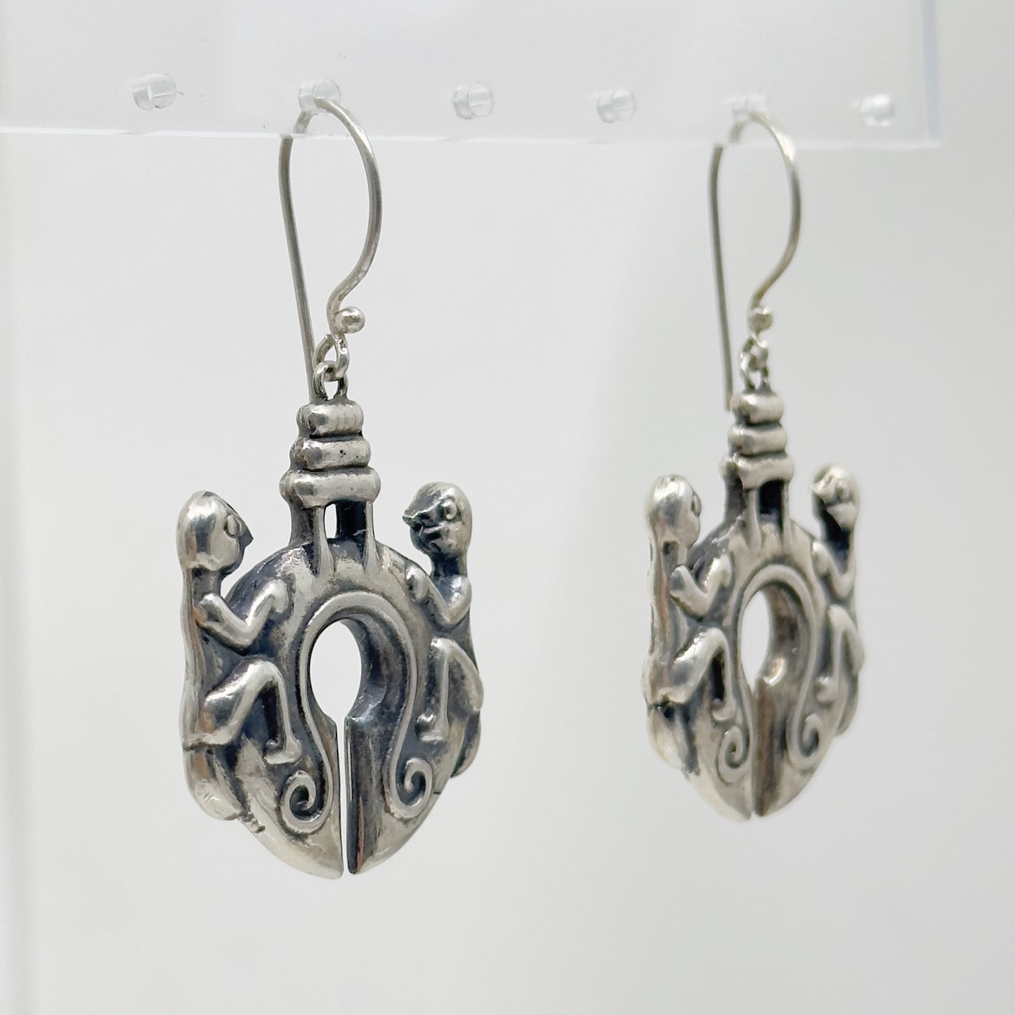 Vintage sterling silver tribal Indonesian drop earrings