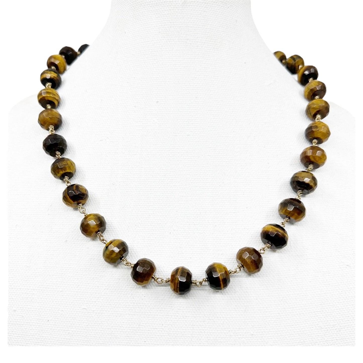 Gold Filled 15mm tiger eye bead necklace