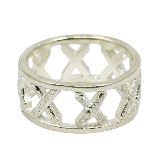 Sterling silver X band ring - GM106