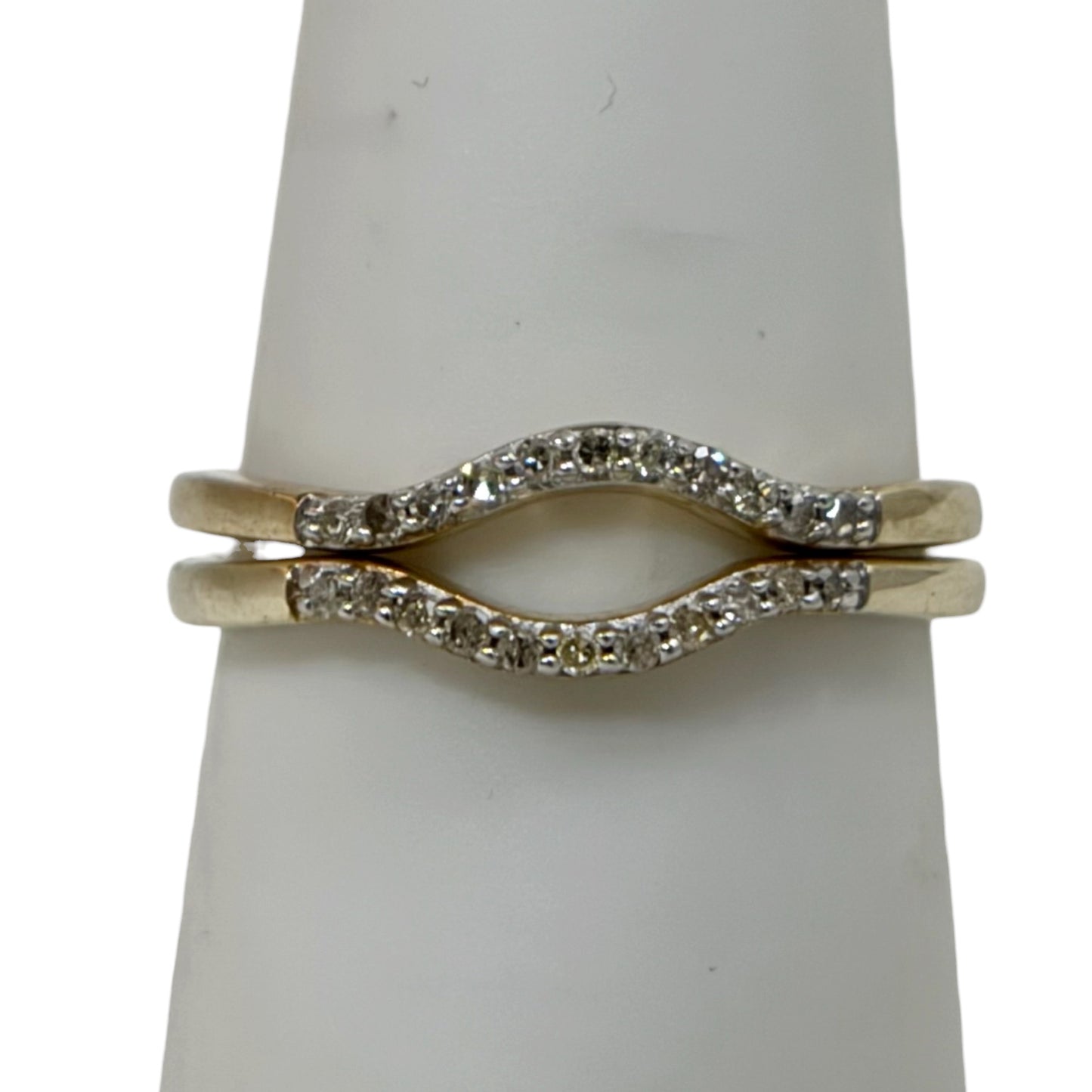2 Gold vermeil sterling silver diamond stack ring set - GM634