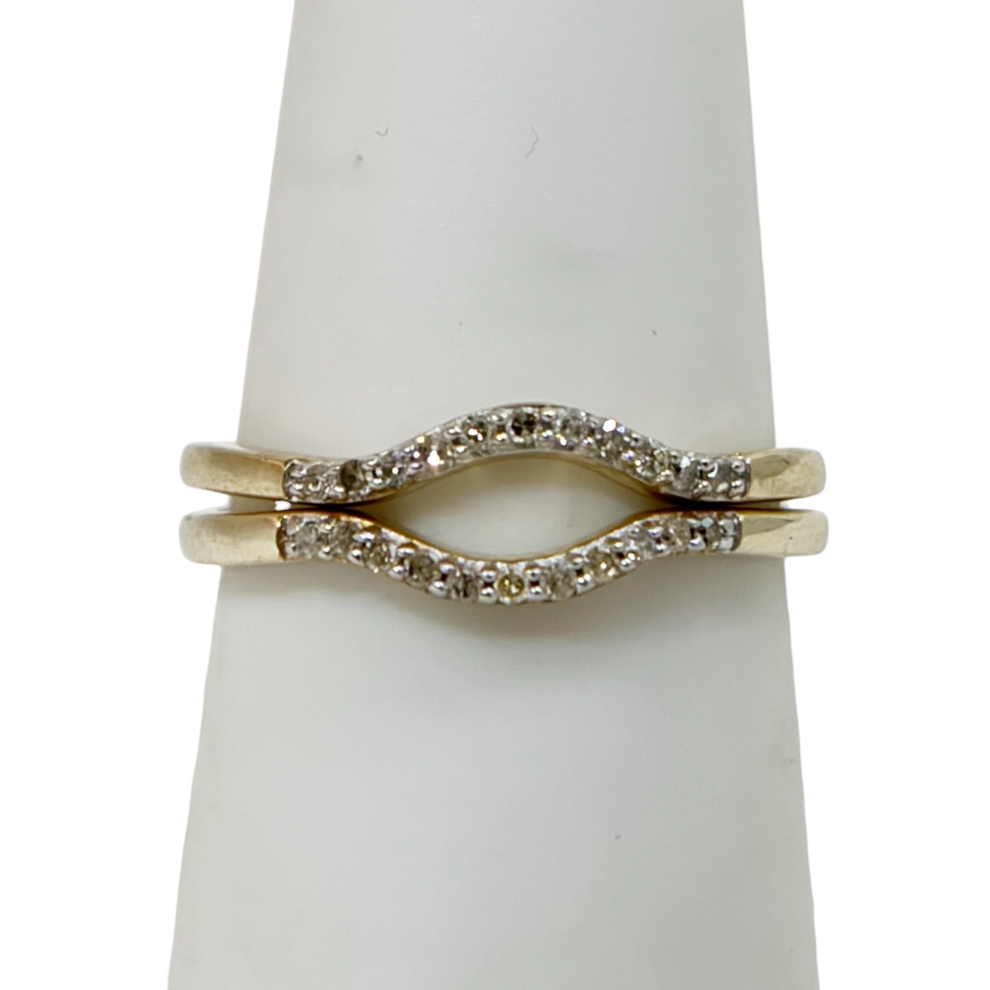 2 Gold vermeil sterling silver diamond stack ring set - GM634