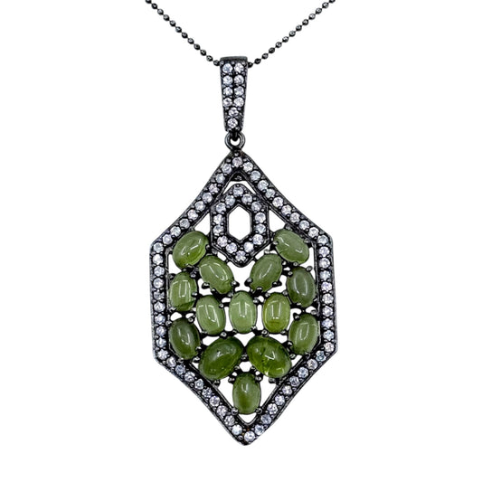 Sterling silver peridot & cubic zirconia pendant GM801
