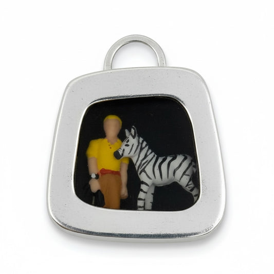 Modernist sterling silver safari acrylic pendant - GM155