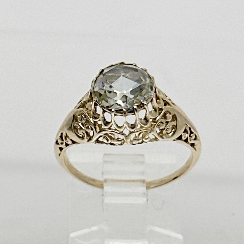Victorian 12k Gold 1.25 Carat Dutch Rose Cut Diamond ring