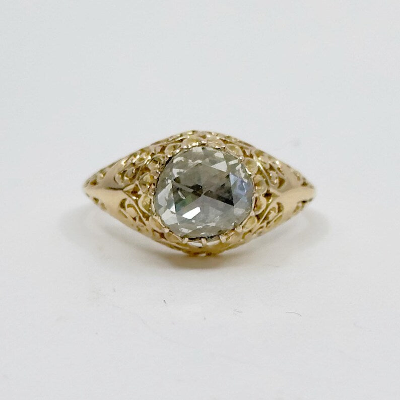 Victorian 12k Gold 1.25 Carat Dutch Rose Cut Diamond ring